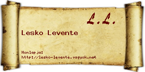 Lesko Levente névjegykártya